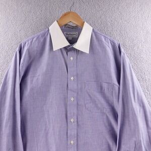 Burberrys of London Mens Dress Shirt Purple White Collar‎ French Cuffs 17.5 35
